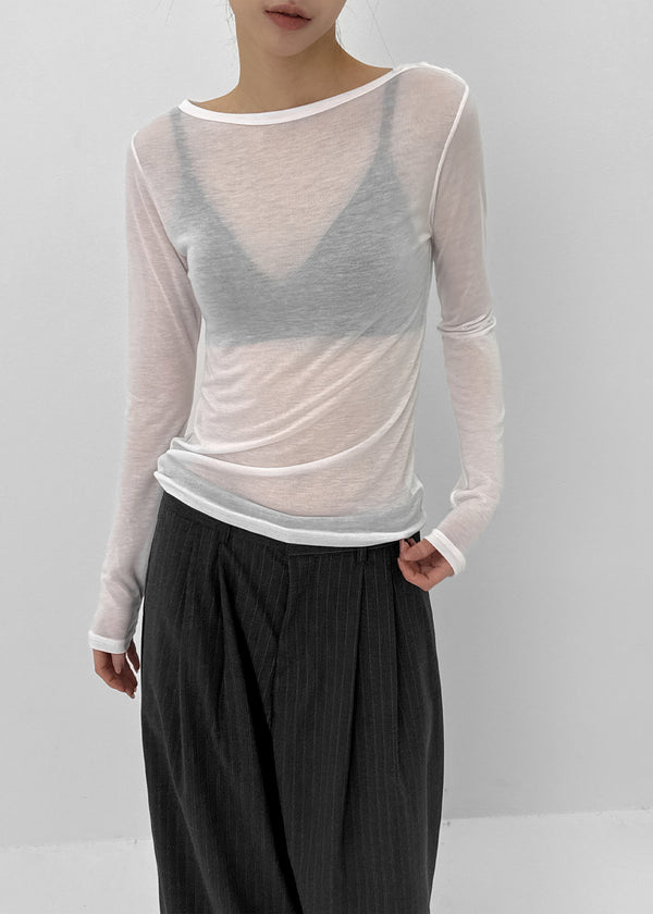 Teroti Boat Neck Shoulder Button Long Sleeve T-shirt