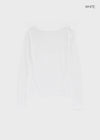 Teroti Boat Neck Shoulder Button Long Sleeve T-shirt