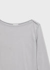 Teroti Boat Neck Shoulder Button Long Sleeve T-shirt