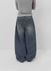 Beltiru Snap Balloon Wide Denim Pants