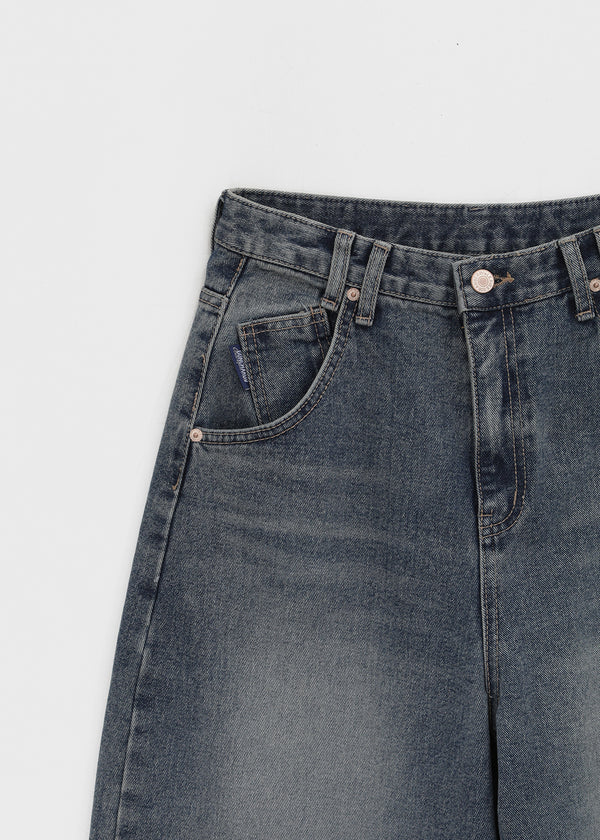 Beltiru Snap Balloon Wide Denim Pants