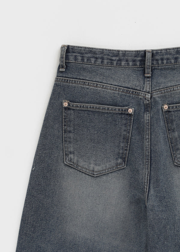 Beltiru Snap Balloon Wide Denim Pants