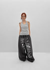 Tuan Stripe Long Halter Neck Sleeveless