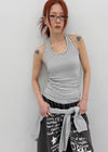 Tuan Stripe Long Halter Neck Sleeveless