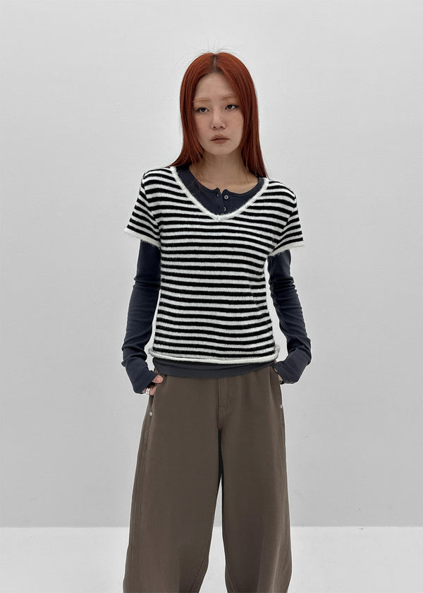 Hellven Loose Fit V-neck Wool Knit