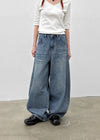 Kelsha Vintage Balloon Wide Denim Pants