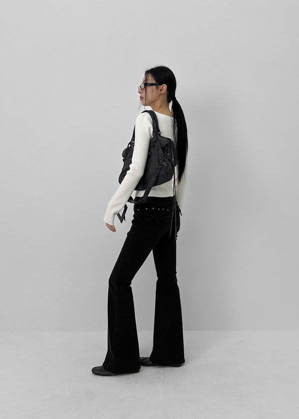 Leptin Studded Bootcut Denim Pants