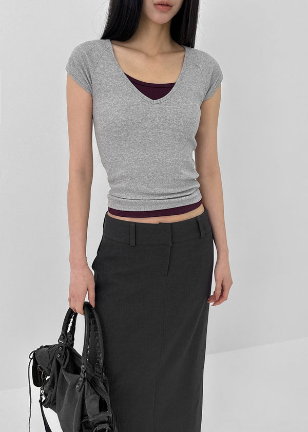 Yenrona V-neck Short-sleeved T-shirt