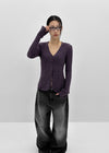 Haen V-neck Slim Ribbed Cardigan