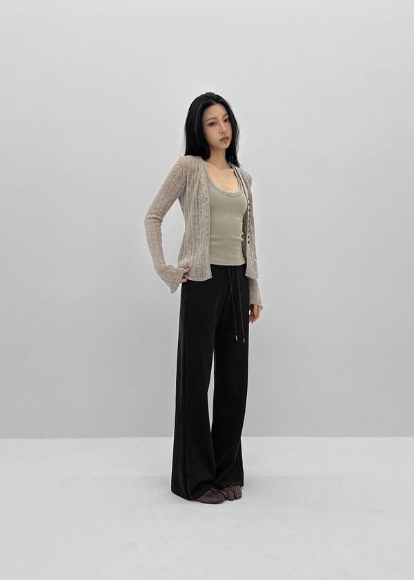 Haen V-neck Slim Ribbed Cardigan