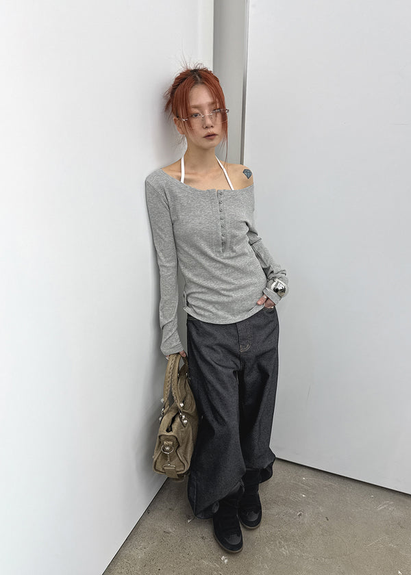 Tenshut Bijou Non-Fade Wide Balloon Denim Pants