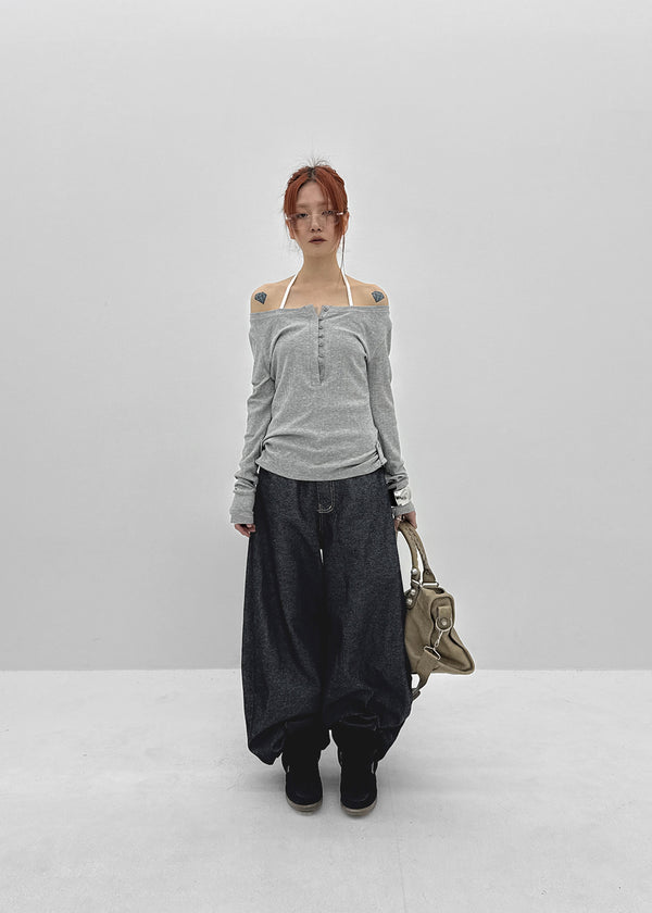 Tenshut Bijou Non-Fade Wide Balloon Denim Pants