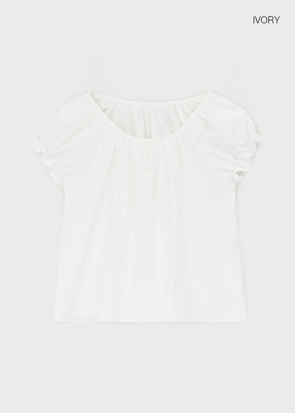 Jemjem Shirring Puff Short Sleeve Blouse