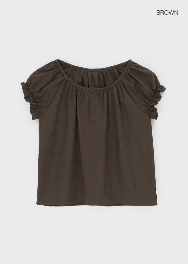 Jemjem Shirring Puff Short Sleeve Blouse