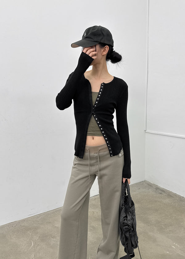 Baent Snap Button Rounding Slim Cardigan