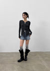 Baent Snap Button Rounding Slim Cardigan