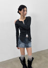 Baent Snap Button Rounding Slim Cardigan