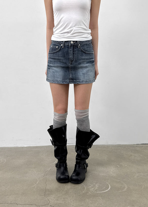 Lecan Low-waist Denim Miniskirt