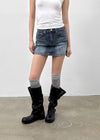 Lecan Low-waist Denim Miniskirt