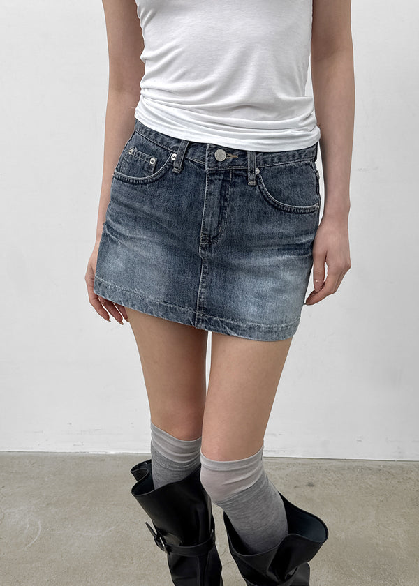 Lecan Low-waist Denim Miniskirt