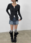 Lecan Low-waist Denim Miniskirt