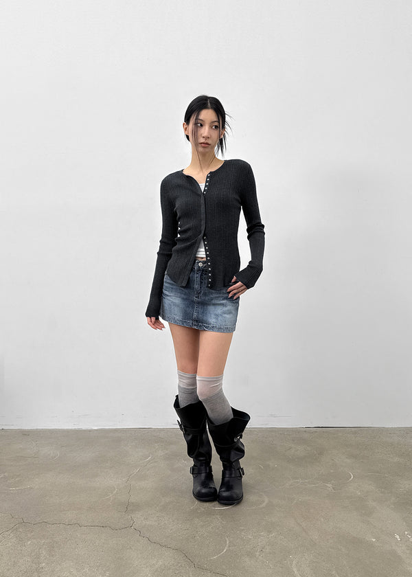 Lecan Low-waist Denim Miniskirt