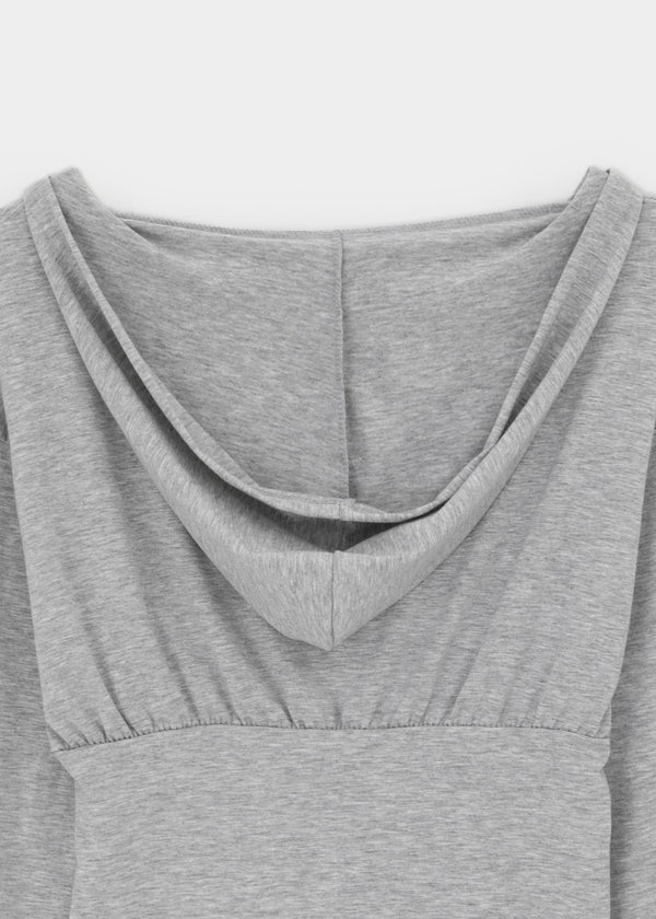 Venuden Pintuck Hood Long Sleeve Tee