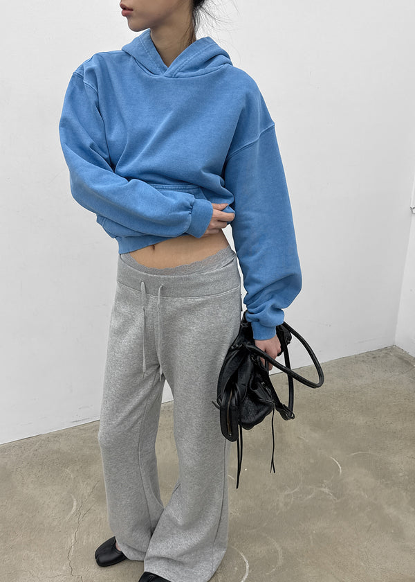 Moheron Washing Semi-Crop Hooded