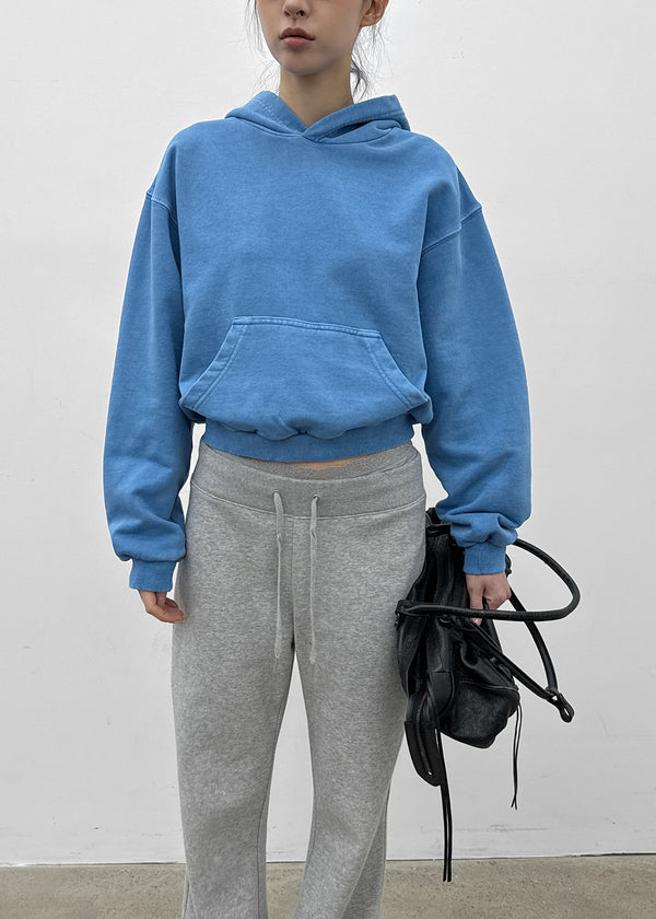 Moheron Washing Semi-Crop Hooded