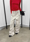 (UNISEX) Urban Washing Cut-out Wide Cargo Pants