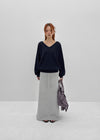 Kabdo Color-block Layered Banding Long Skirt