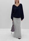 Kabdo Color-block Layered Banding Long Skirt