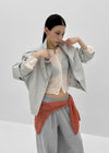 Harken High-neck Double-button Leather Jacket