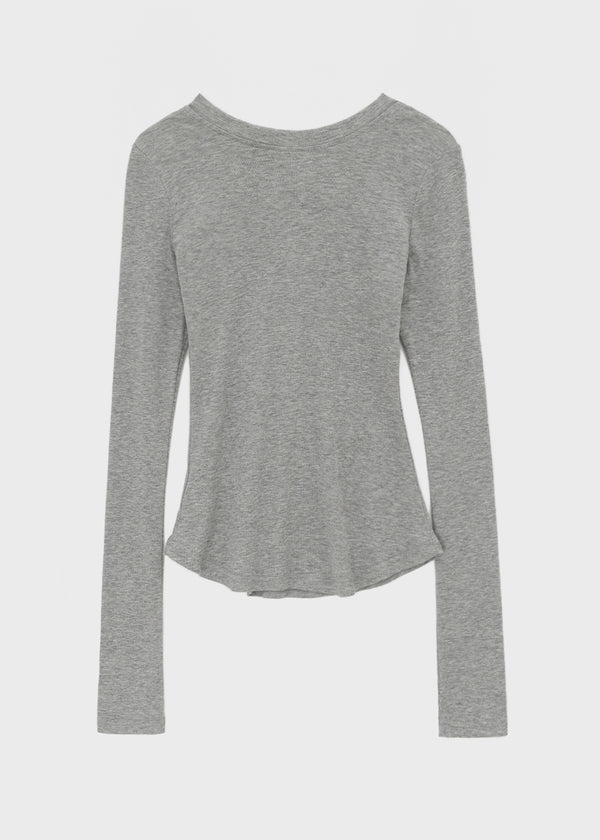 Nuden Snap Button Rounding Long Sleeve T-shirt