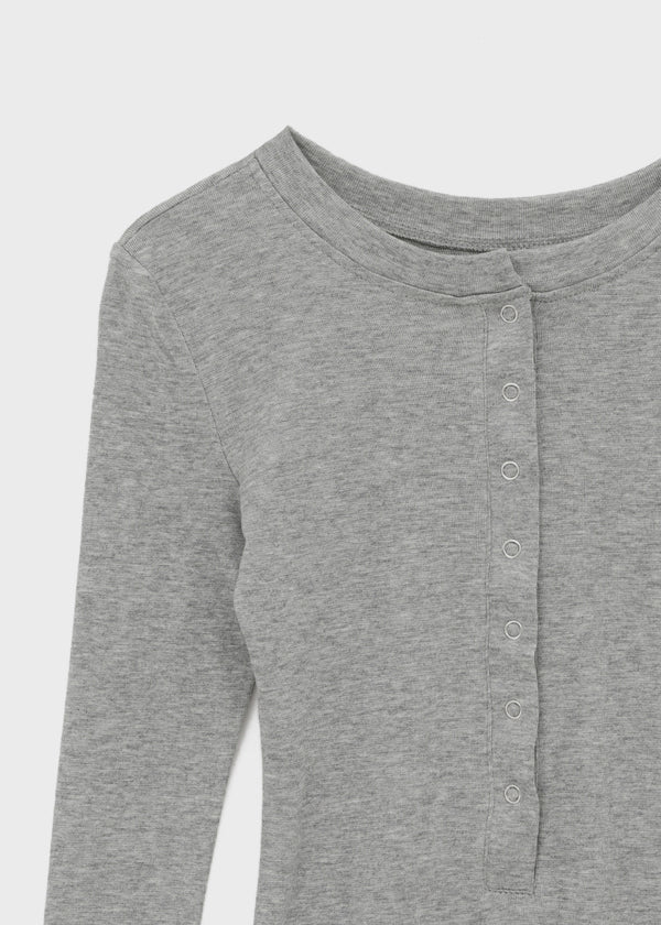 Nuden Snap Button Rounding Long Sleeve T-shirt