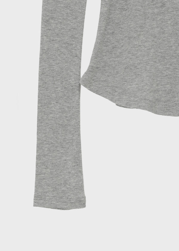 Nuden Snap Button Rounding Long Sleeve T-shirt