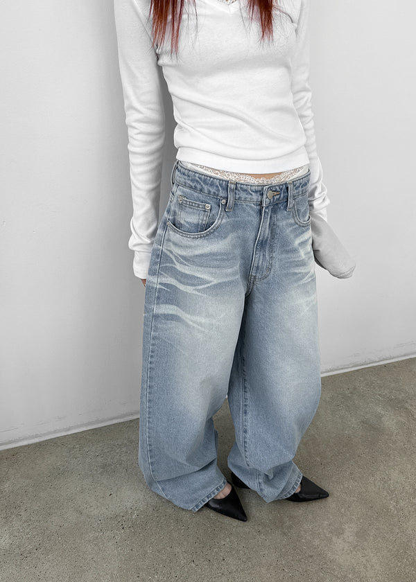 Cluvan Washed Wide Denim Pants