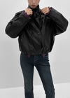 Harken High-neck Double-button Leather Jacket
