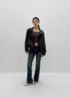 Harken High-neck Double-button Leather Jacket