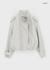 Harken High-neck Double-button Leather Jacket
