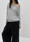 Pinko Drape Off-shoulder Long Sleeve Tee