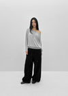 Pinko Drape Off-shoulder Long Sleeve Tee