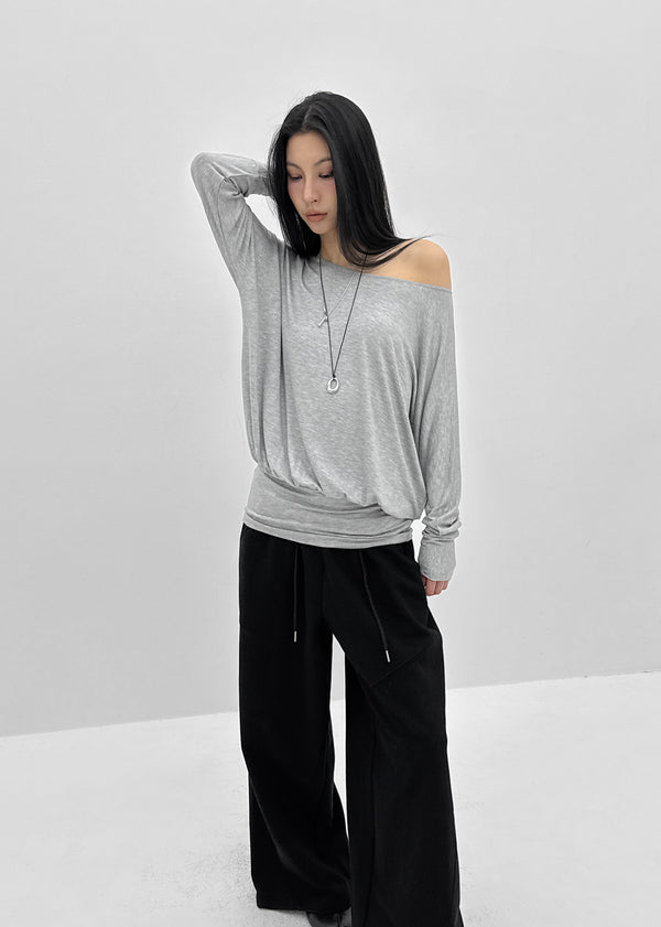 Pinko Drape Off-shoulder Long Sleeve Tee