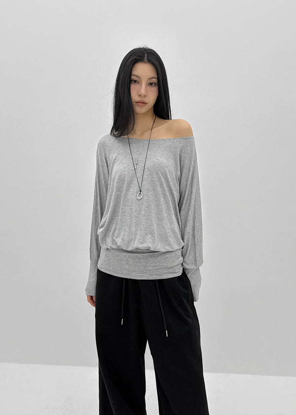 Pinko Drape Off-shoulder Long Sleeve Tee