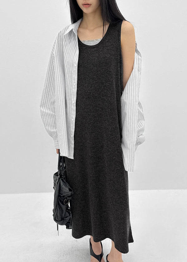 (UNISEX) Blton Loose Fit Striped Shirt