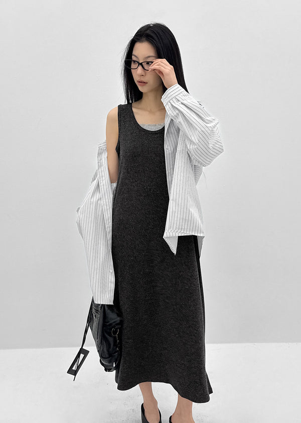 (UNISEX) Blton Loose Fit Striped Shirt