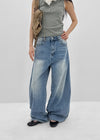 (UNISEX) Sentip Washed Wide Balloon Denim Pants