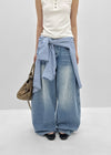 (UNISEX) Sentip Washed Wide Balloon Denim Pants