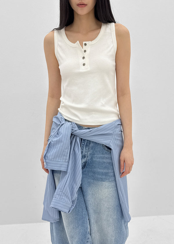 Dent Button U-neck Sleeveless