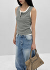 Dent Button U-neck Sleeveless